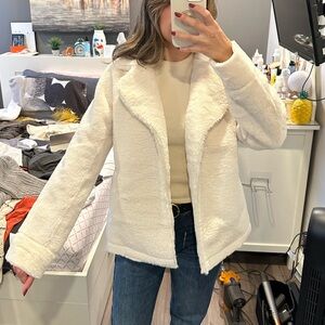 Cream furry teddy bear coat